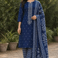 Classic Blue Embroidered Unstitched Salwar Suit with Printed Dupatta