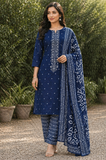Classic Blue Embroidered Unstitched Salwar Suit with Printed Dupatta