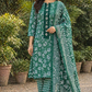 Elegant Leaf Green Floral Printed Unstitched Salwar Suit with Dupatta
