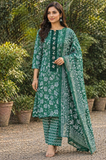 Elegant Leaf Green Floral Printed Unstitched Salwar Suit with Dupatta