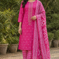 Elegant Rani Pink Embroidered Unstitched Salwar Suit with Printed Dupatta