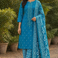 Elegant Teal Blue Embroidered Unstitched Salwar Suit with Printed Dupatta