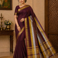 Elegant Wine Maroon Pure Cotton Handloom Saree with Traditional Zari Border