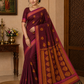 Elegant Wine Maroon Pure Cotton Handloom Saree with Gold Paisley Pallu