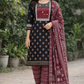 Classic Maroon & Black Geometric Printed Unstitched Salwar Suit with Dupatta