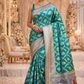Bridal Teal Green Banarasi Silk Saree with Rich Silver Zari Elephant Pallu