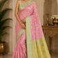 Rose Pink Banarasi Georgette Rangkat Saree with - Mint Green Floral Border