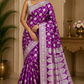 Royal Orchid Purple Banarasi Uppada Saree with Antique Silver Floral Jaal & Grand Pallu