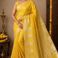 Sunshine Yellow Tussar Semi Silk Saree with Silver Paisley Weaving