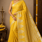 Sunshine Yellow Tussar Semi Silk Saree with Silver Paisley Weaving