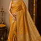 Mustard Gold Tussar Semi Silk Saree with Antique Gold Paisley Weaving