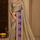 Lavender Grey Dual Shade Tussar Semi Silk Saree with Royal Purple Zari Border