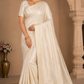 Designer Satin Silk Saree – Pearl Ivory with Self Gold Zari Weaving