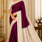 Mysore Silk Saree in Royal Wine Purple with Ivory Cream Silver Zari Border & Pallu