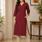 Elegant Maroon Printed Co-Ord Set for Women – Ready-to-Wear Ethnic Wear