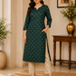 Elegant Bottle Green Printed Co-Ord Set for Women | Ready-to-Wear Ethnic Wear