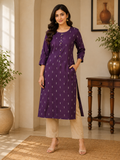 Royal Purple Women's Cotton Blend Co-Ord Set | Ready-to-Wear Ethnic Wear