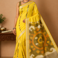 Cotton Silk Pochampally Ikat Saree in Sunshine Yellow with Designer Ikat Pallu