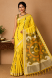 Cotton Silk Pochampally Ikat Saree in Sunshine Yellow with Designer Ikat Pallu