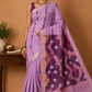 Cotton Silk Saree in Lavender Pink with Designer Ikat Pallu