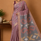 Cotton Silk Saree in Dusty Mauve with Traditional Ikat Designer Pallu