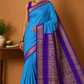 Kalyani Cotton Saree in Sky Blue with Royal Purple Zari Border & Rich Pallu