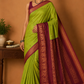 Kalyani Cotton Saree in Parrot Green with Wine Purple Zari Pallu
