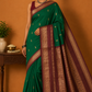 Kalyani Cotton Saree in Emerald Green with Wine Maroon Zari Woven Pallu