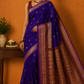 Deep Violet Kalyani Cotton Saree with Wine Brown Zari Woven Pallu