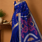 Cotton Silk Saree in Royal Blue with Traditional Ikat Design Pallu