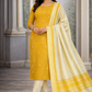 Sunshine Mustard Yellow Silk Cotton Suit Set with Ivory Bottom