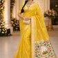 Mustard Yellow Organza Silk Saree
