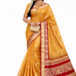 Royal Mustard Gold Soft Silk Saree with Contrast Red Zari Border