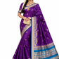 Royal Purple Soft Silk Saree with Peacock Blue Zari Border