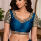 Peacock Blue with Sleeve Bridal Readymade Blouse (32–42 Size Extendable)