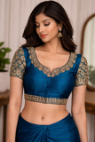 Peacock Blue with Sleeve Bridal Readymade Blouse (32–42 Size Extendable)