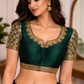 Emerald Green Bridal Readymade Blouse with Sleeves (32–42 Size Extendable)