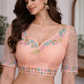 Peach Organza Bridal Readymade Blouse with Floral  Sleeves