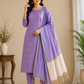 Royal Lavender Cotton Silk 3PC Salwar Suit Dress Material with Elegant Zari Border Dupatta
