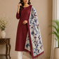 Elegant Maroon Cotton Silk Salwar Suit with Kalamkari Dupatta – 3PC Dress Material
