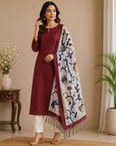 Elegant Maroon Cotton Silk Salwar Suit with Kalamkari Dupatta – 3PC Dress Material