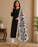 Elegant Black Cotton Silk Salwar Suit with Kalamkari Dupatta – 3PC Dress Material