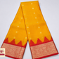 Golden Yellow & Red Pure Kanjivaram Handloom Silk Saree with Temple Border