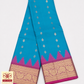 Turquoise Blue & Rani Pink Pure Kanjivaram Handloom Silk Saree with Temple Border