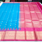 Turquoise Blue & Rani Pink Pure Kanjivaram Handloom Silk Saree with Temple Border