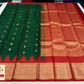 Emerald Green & Rust Red Pure Kanjivaram Handloom Silk Saree with Temple Border