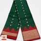 Emerald Green & Rust Red Pure Kanjivaram Handloom Silk Saree with Temple Border