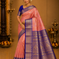 Peach Pink & Royal Blue with Rich Gold Zari