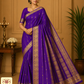 Royal Violet Pure Mysore Silk Saree with Traditional Gold Zari Pallu