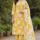 Vibrant Mustard Yellow Floral Printed Unstitched Salwar Suit with Dupatta